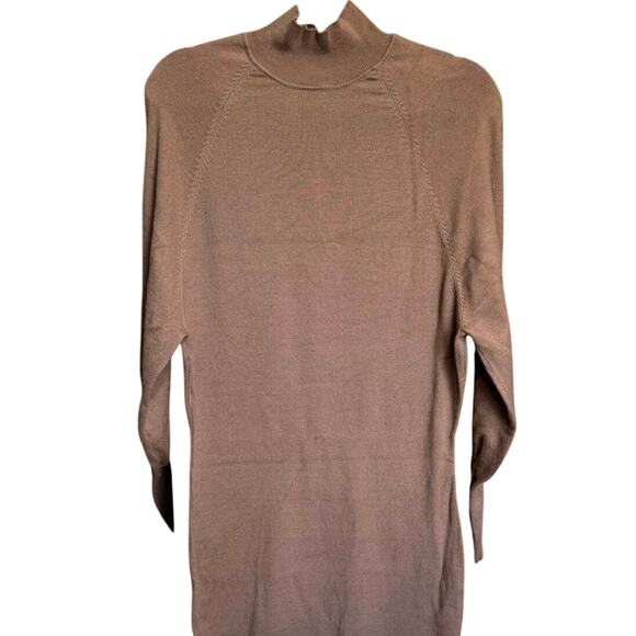L'Academie Jen Sweater Dress Balloon Sleeves Bodycon Midi Brown Size Medium - Picture 4 of 13